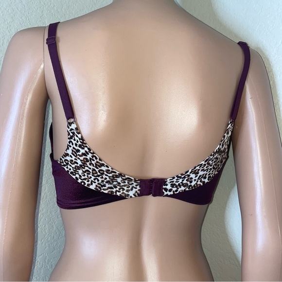 Victoria Secret Push Up Bra Women's size 32 D purple cheetah underwire padded - Picture 4 of 6